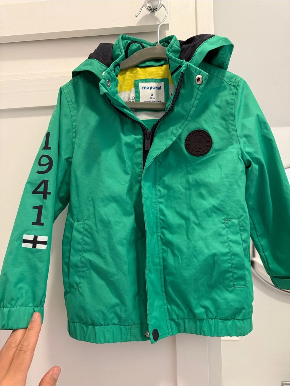 Mayoral Bright Green Hooded Kids' Rain Jacket